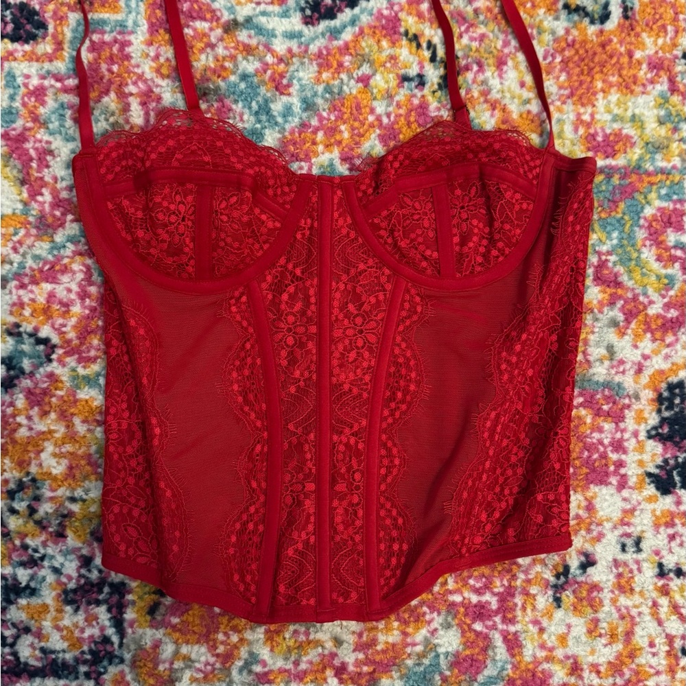 Urban Outfitters Red Lace Crop Top